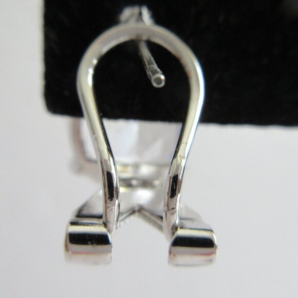 Pear Shape Faceted Crystal Rhinestone Stud Lever Back Earrings Silver Tone - Picture 7 of 11